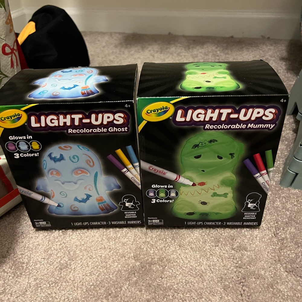 Crayola Light-Ups Recolorable Ghost and Mummy Set - Blue and Green Glow